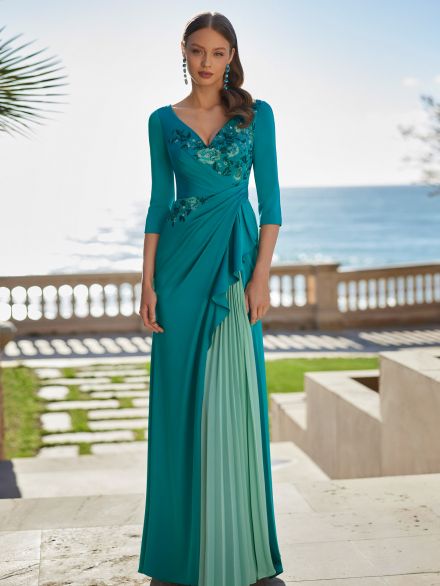 Abito verde acqua spacco frontale Couture Club 2025