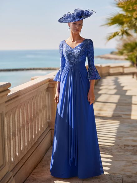 Abito blu con corpino in pizzo Couture Club 2025