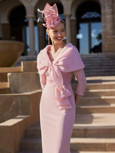 Abito rosa cipria lunghezza midi con corpino Couture Club 2025