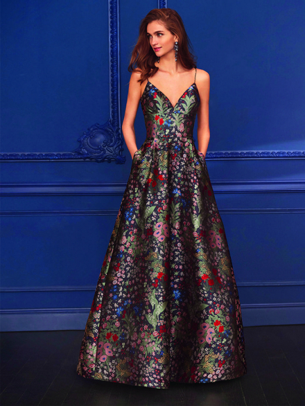 vestito lungo fiori cerimonia